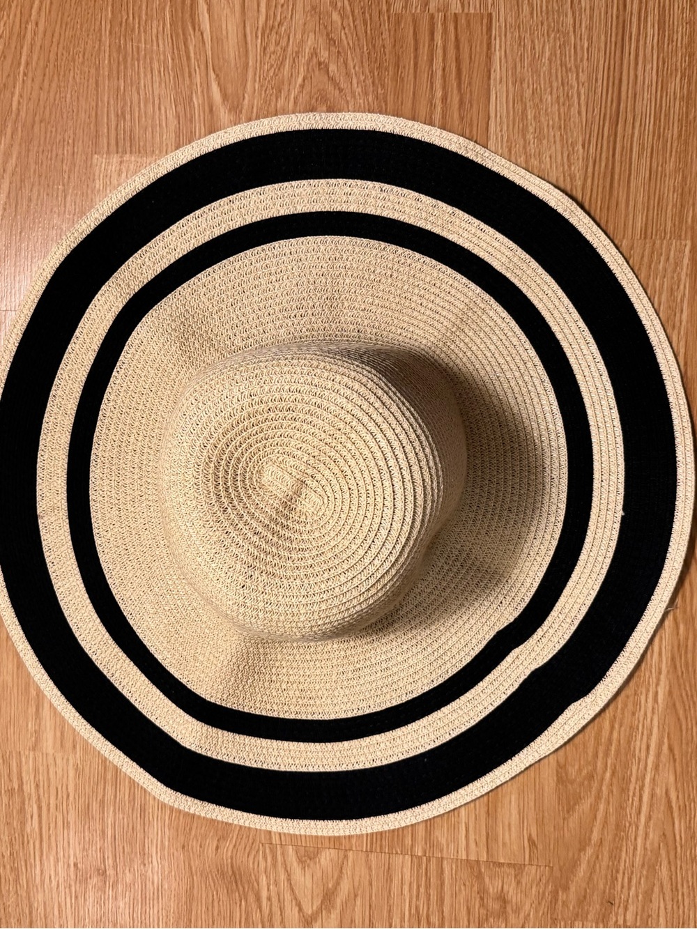 Vince Camuto Wide Brim Straw Sun Hat with Black Stripes